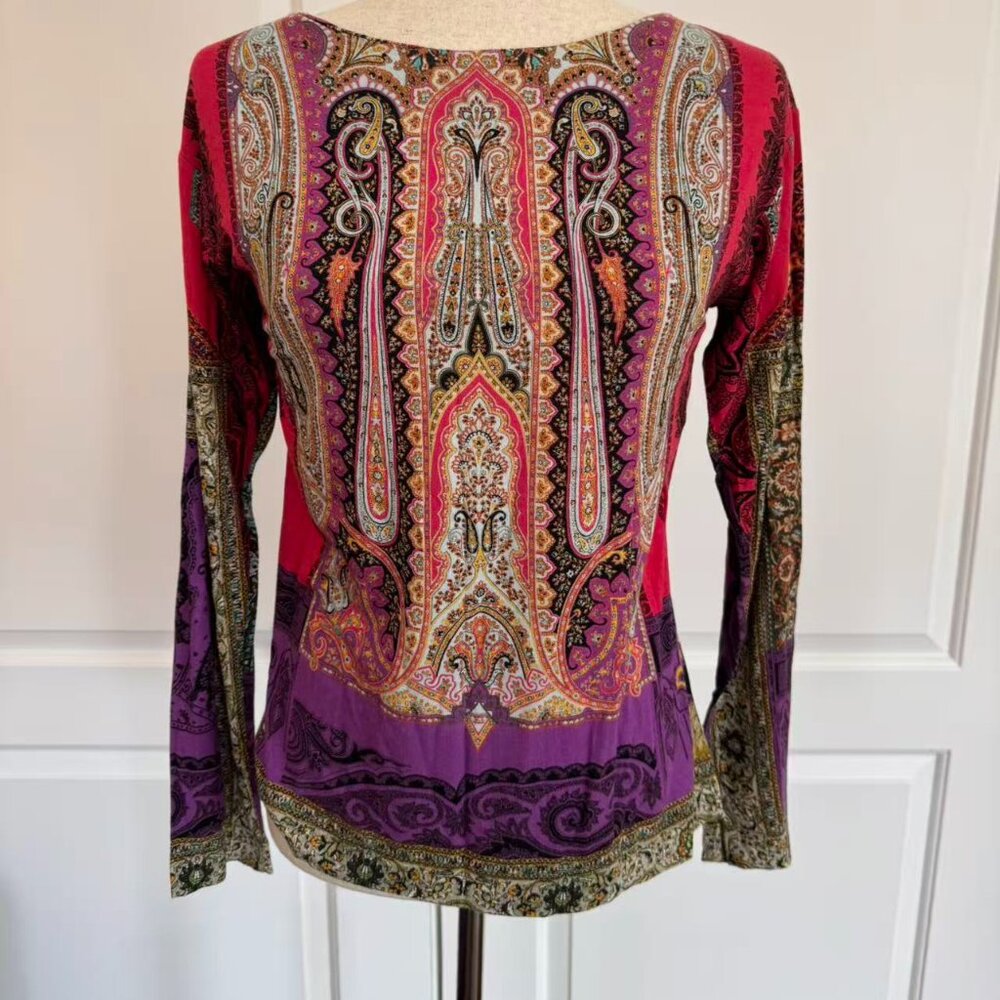 100% Authentic Etro Cashmere/Viscose Long sleeve T-Shirt, Sz 42